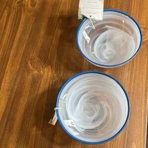 Arda Cam 🌹 the art of table top handmade in turkey set of two swirl cloud bowls